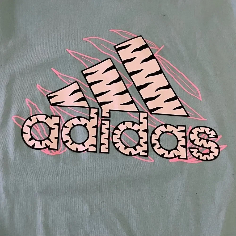 80s Adidas Teal Pink Black Retro Short Sleeve Tee Shirt Unisex L